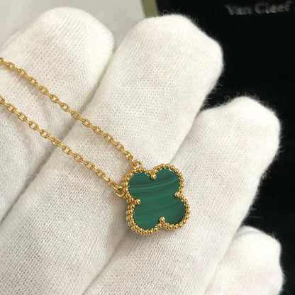 [BloomBling]CLOVER 15MM MALACHITE SINGLE FLOWER  NECKLACE
