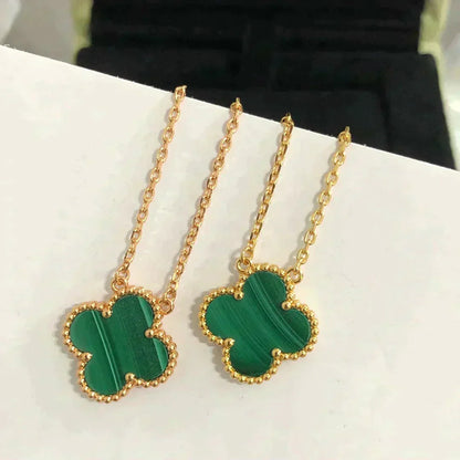 [BloomBling]CLOVER 15MM MALACHITE SINGLE FLOWER  NECKLACE