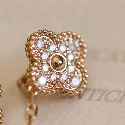 [BloomBling]CLOVER MEDIUM 1 MOTIFS FUll DIAMOND EARRINGS