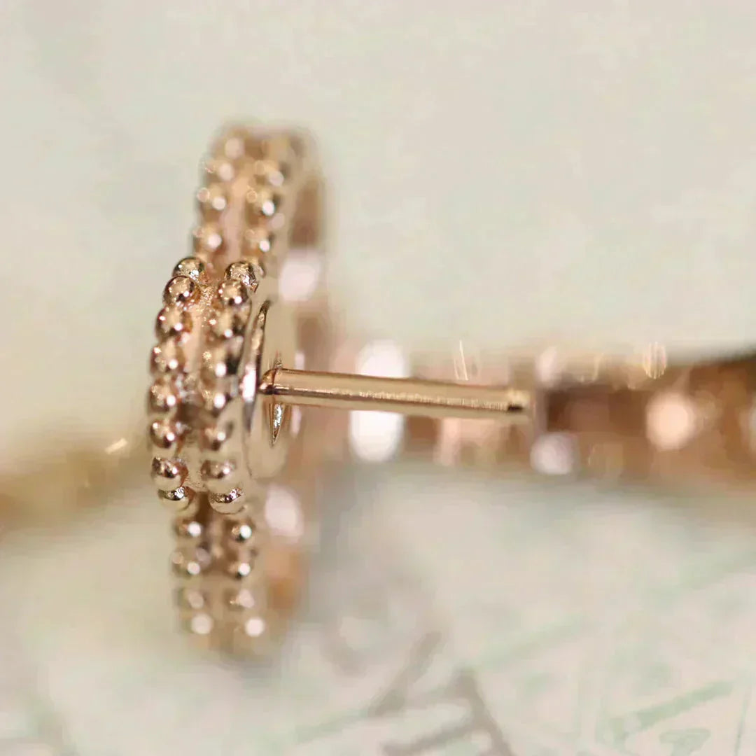 [BloomBling]CLOVER MEDIUM 1 MOTIFS FUll DIAMOND EARRINGS