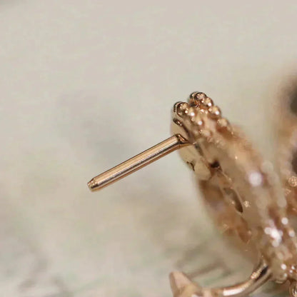 [BloomBling]CLOVER MEDIUM 1 MOTIFS FUll DIAMOND EARRINGS