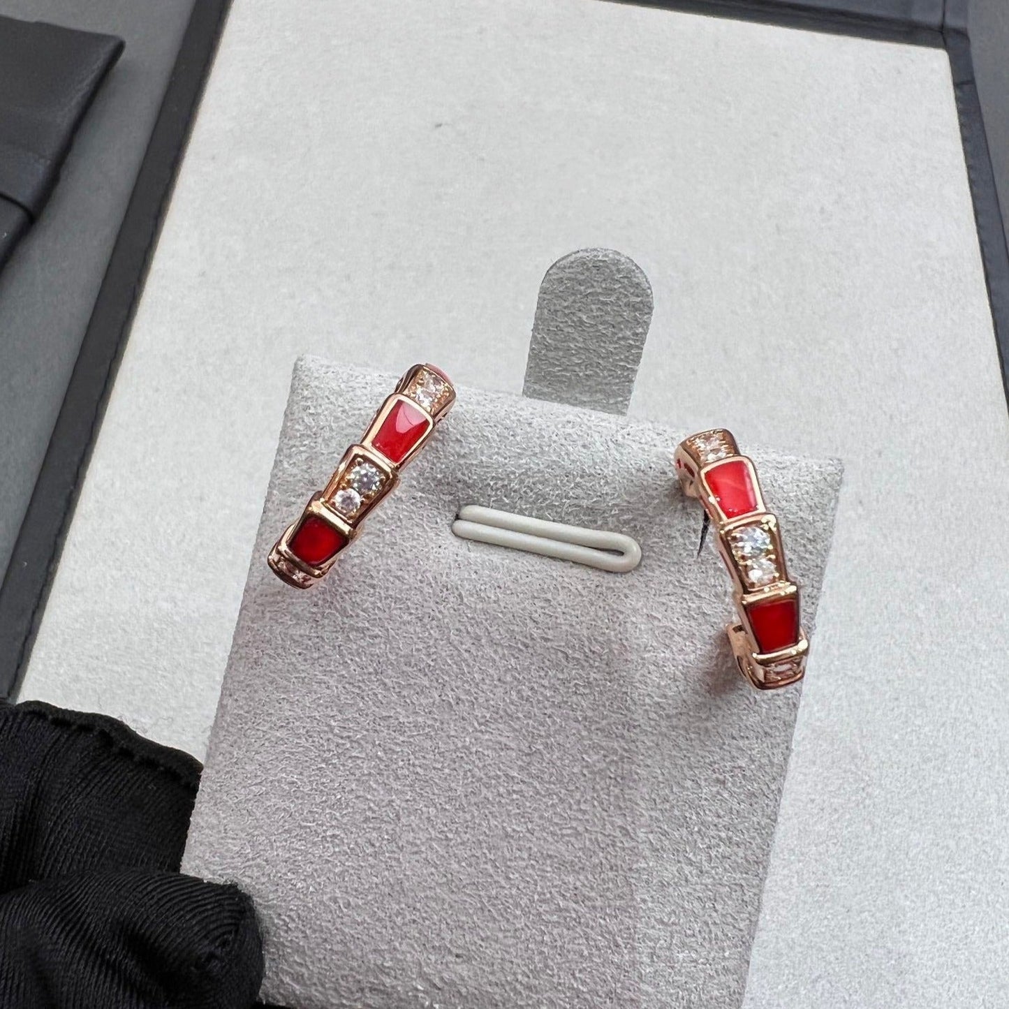 [BloomBling]SERPENTI CARNELIAN PINK GOLD EARRINGS