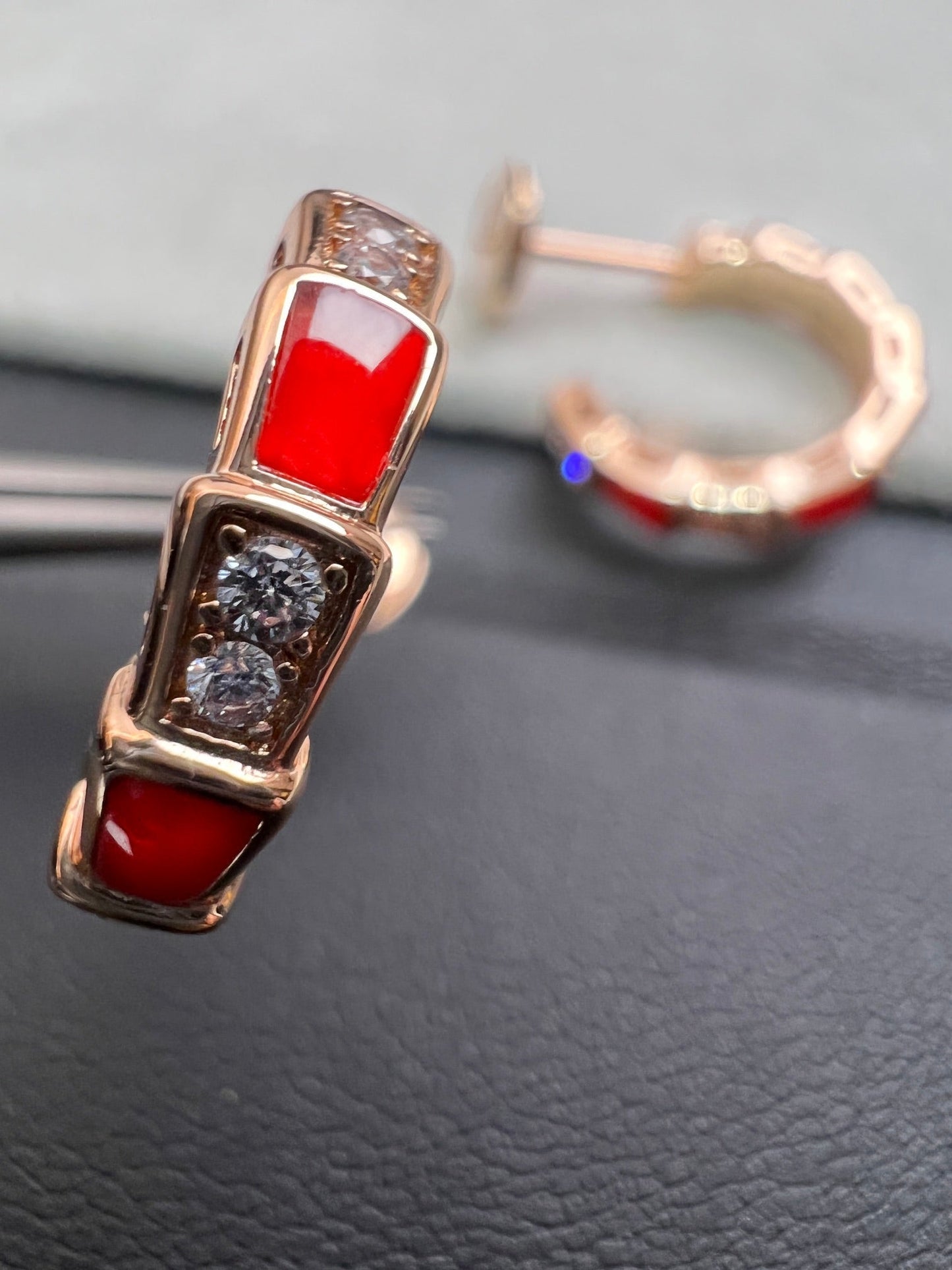 [BloomBling]SERPENTI CARNELIAN PINK GOLD EARRINGS
