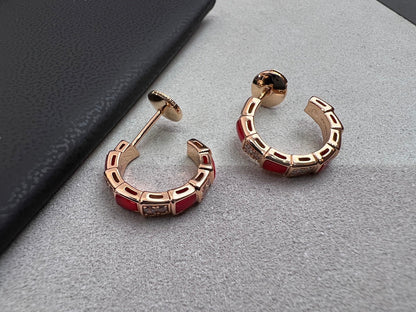 [BloomBling]SERPENTI CARNELIAN PINK GOLD EARRINGS