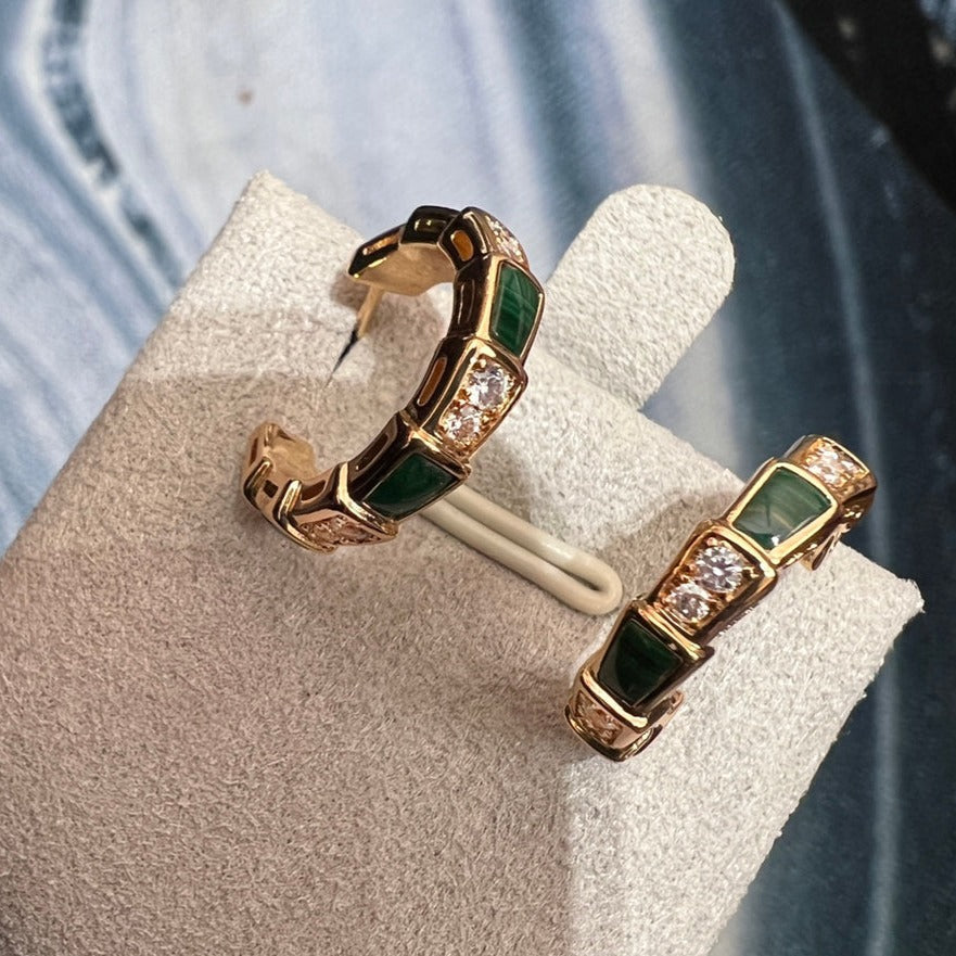 [BloomBling]SERPENTI MALACHITE PINK GOLD EARRINGS