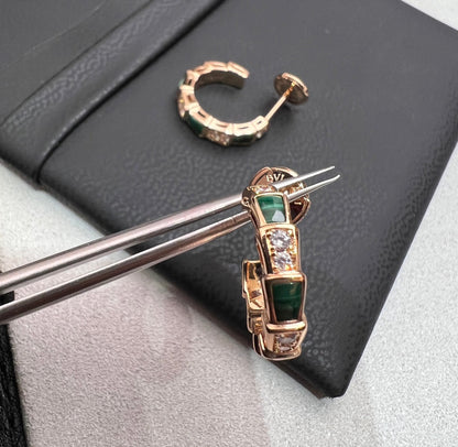 [BloomBling]SERPENTI MALACHITE PINK GOLD EARRINGS