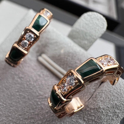 [BloomBling]SERPENTI MALACHITE PINK GOLD EARRINGS