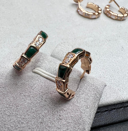 [BloomBling]SERPENTI MALACHITE PINK GOLD EARRINGS