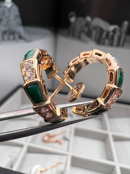 [BloomBling]SERPENTI MALACHITE PINK GOLD EARRINGS