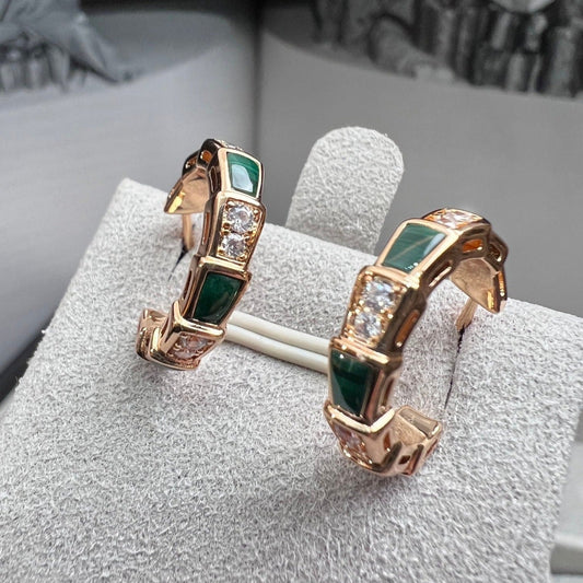 [BloomBling]SERPENTI MALACHITE PINK GOLD EARRINGS