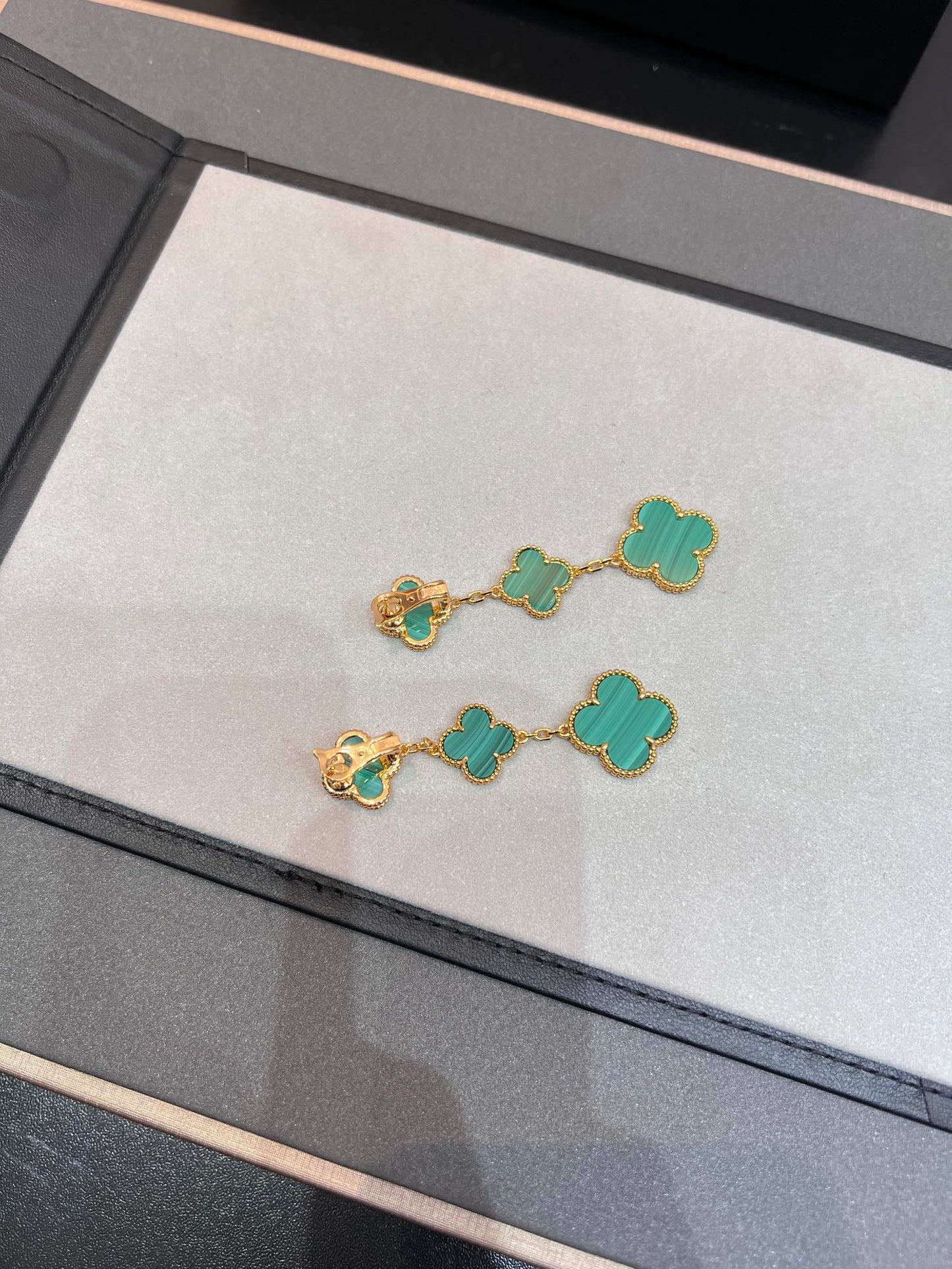 [BloomBling]CLOVER MALACHITE 3 MOTIFS GOLD