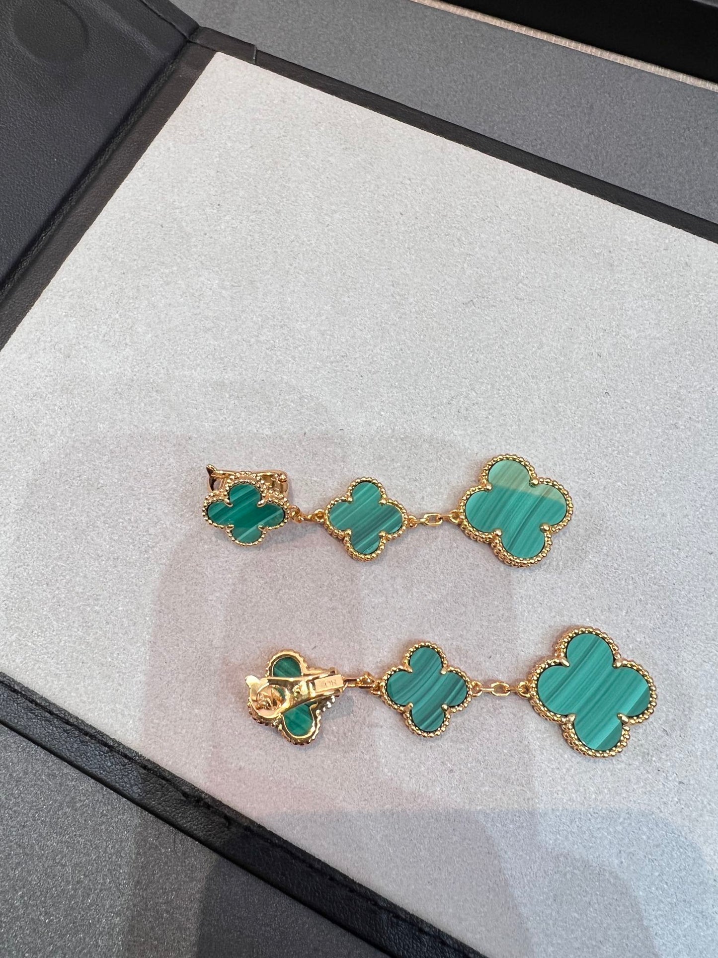 [BloomBling]CLOVER MALACHITE 3 MOTIFS GOLD