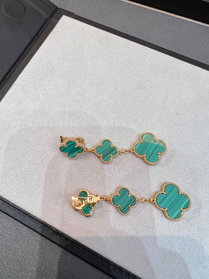 [BloomBling]CLOVER MALACHITE 3 MOTIFS GOLD