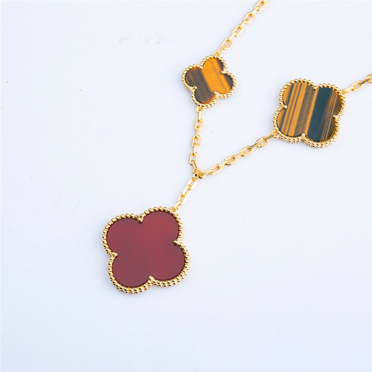 [BloomBling]CLOVER BRACELET 5 MOTIFS CARNELIAN TIGER EYE