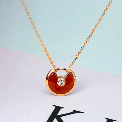 [BloomBling]AMULETTE GOLD CARNELIAN ONYX NECKLACE
