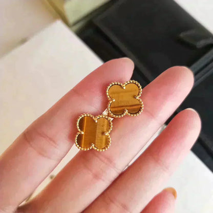 [BloomBling]CLOVER MEDIUM 1 MOTIFS TIGER EYE EARRINGS