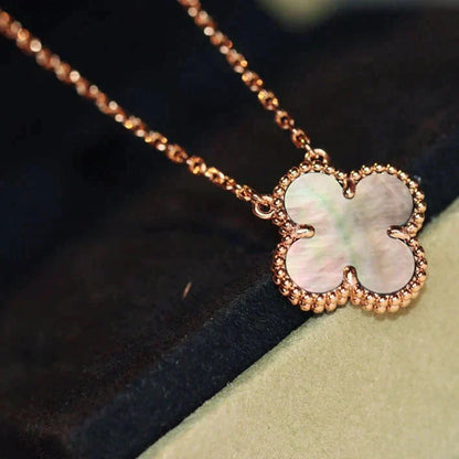 [BloomBling]CLOVER 15MM  GRAY MOTHER OF PEARL NECKLACE