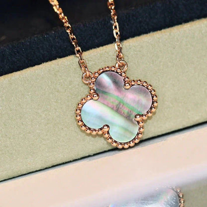 [BloomBling]CLOVER 15MM  GRAY MOTHER OF PEARL NECKLACE