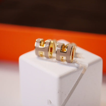 [BloomBling]MINI POP H GOLD EARRINGS GREY
