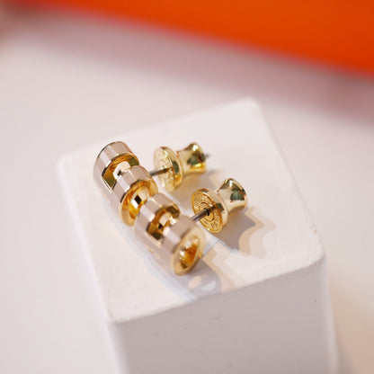 [BloomBling]MINI POP H GOLD EARRINGS GREY