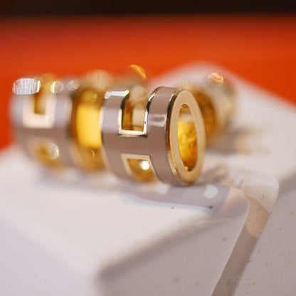 [BloomBling]MINI POP H GOLD EARRINGS GREY