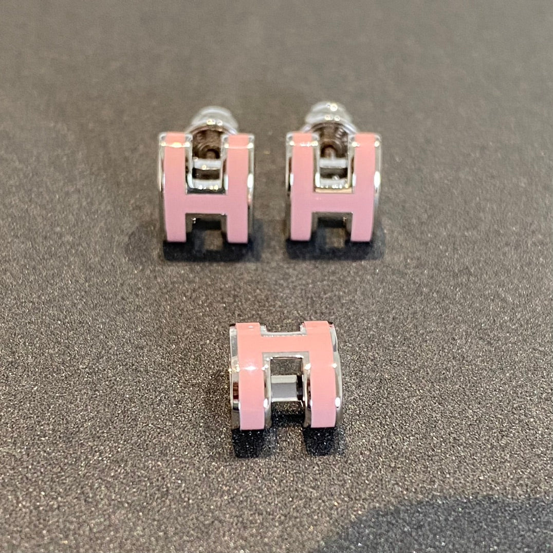 [BloomBling]MINI POP H SILVER EARRINGS PINK