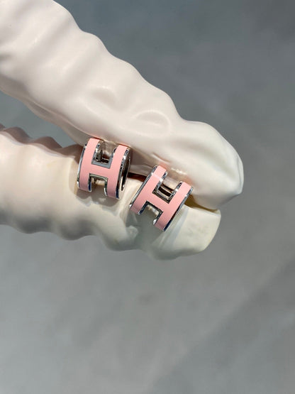 [BloomBling]MINI POP H SILVER EARRINGS PINK