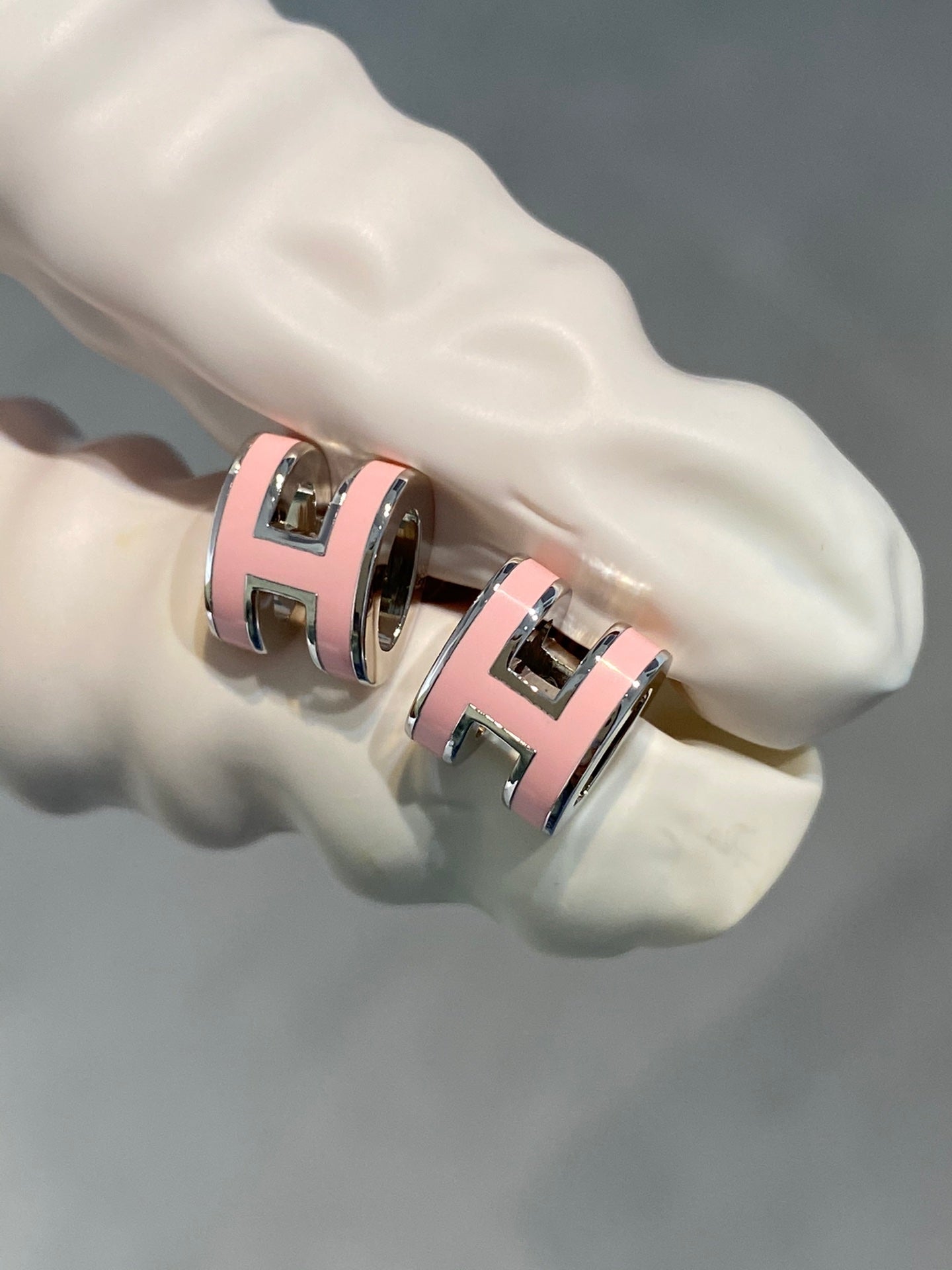 [BloomBling]MINI POP H SILVER EARRINGS PINK
