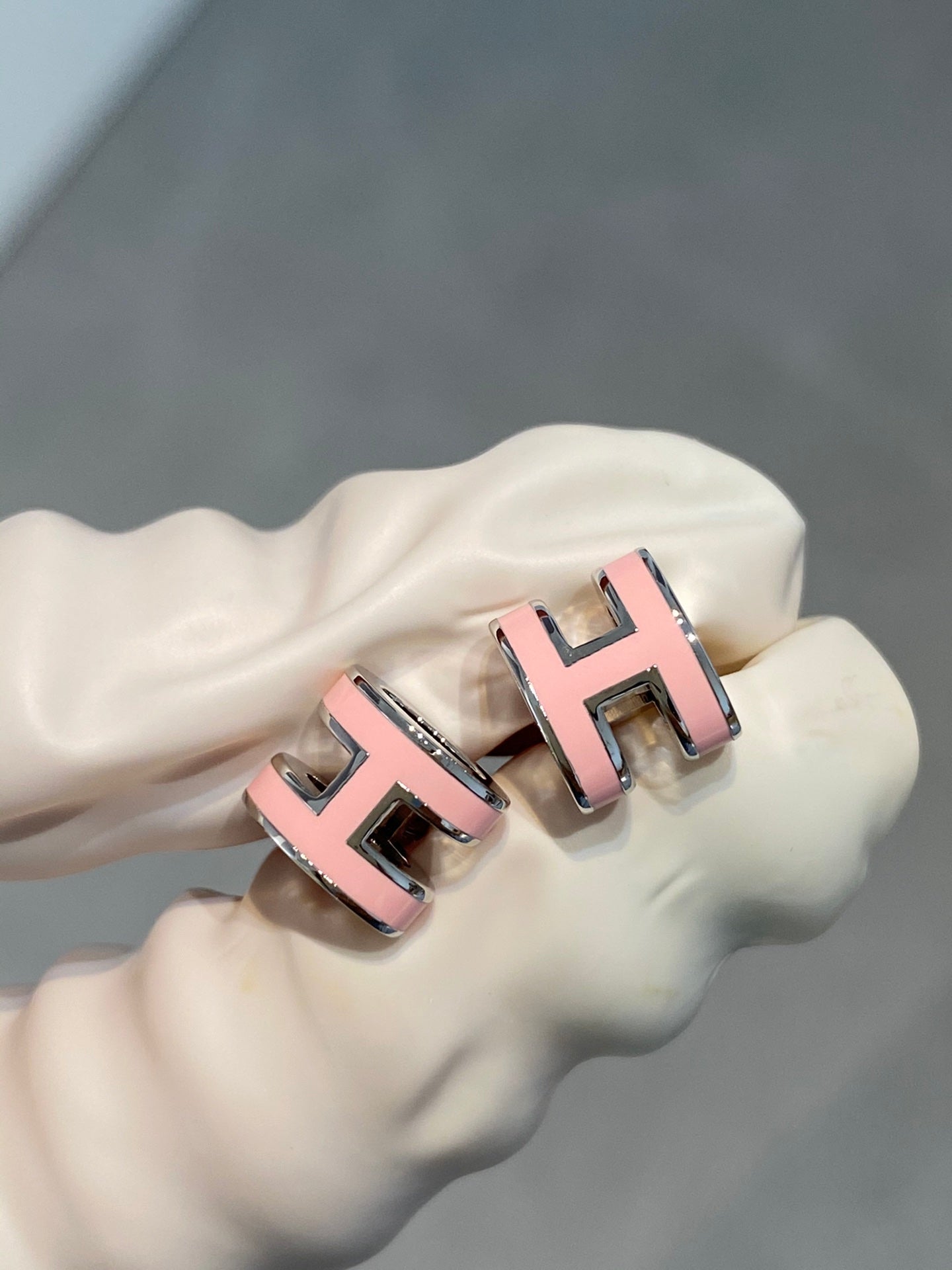 [BloomBling]MINI POP H SILVER EARRINGS PINK