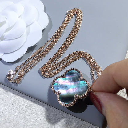 [BloomBling]CLOVER 25MM GOLD DARK MOP BIG CLOVER NECKLACE