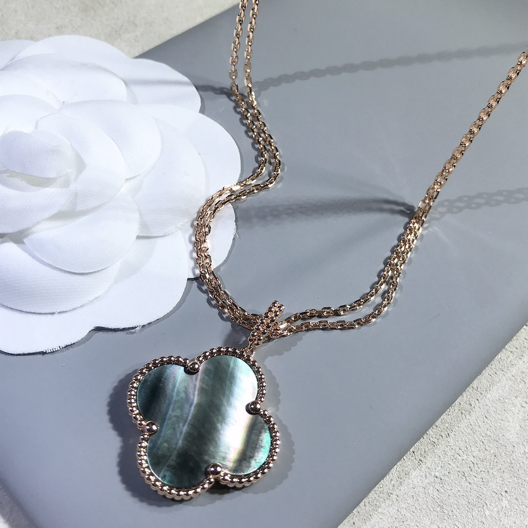 [BloomBling]CLOVER 25MM GOLD DARK MOP BIG CLOVER NECKLACE