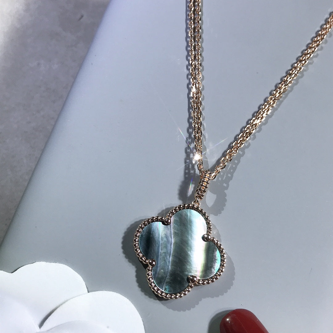 [BloomBling]CLOVER 25MM GOLD DARK MOP BIG CLOVER NECKLACE