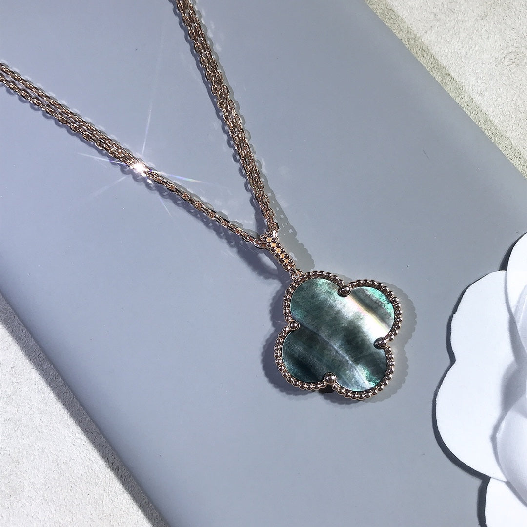 [BloomBling]CLOVER 25MM GOLD DARK MOP BIG CLOVER NECKLACE
