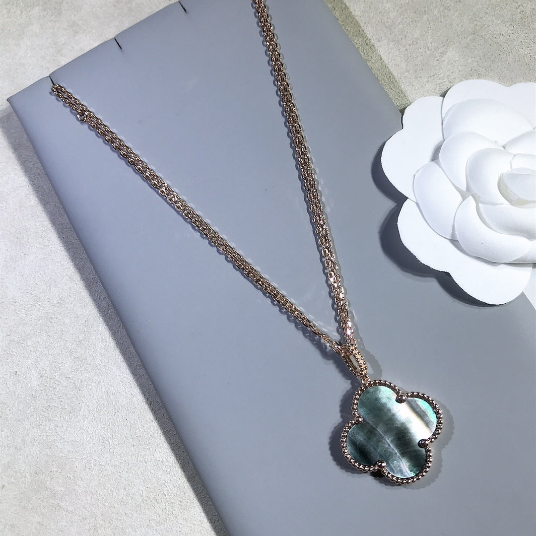 [BloomBling]CLOVER 25MM GOLD DARK MOP BIG CLOVER NECKLACE