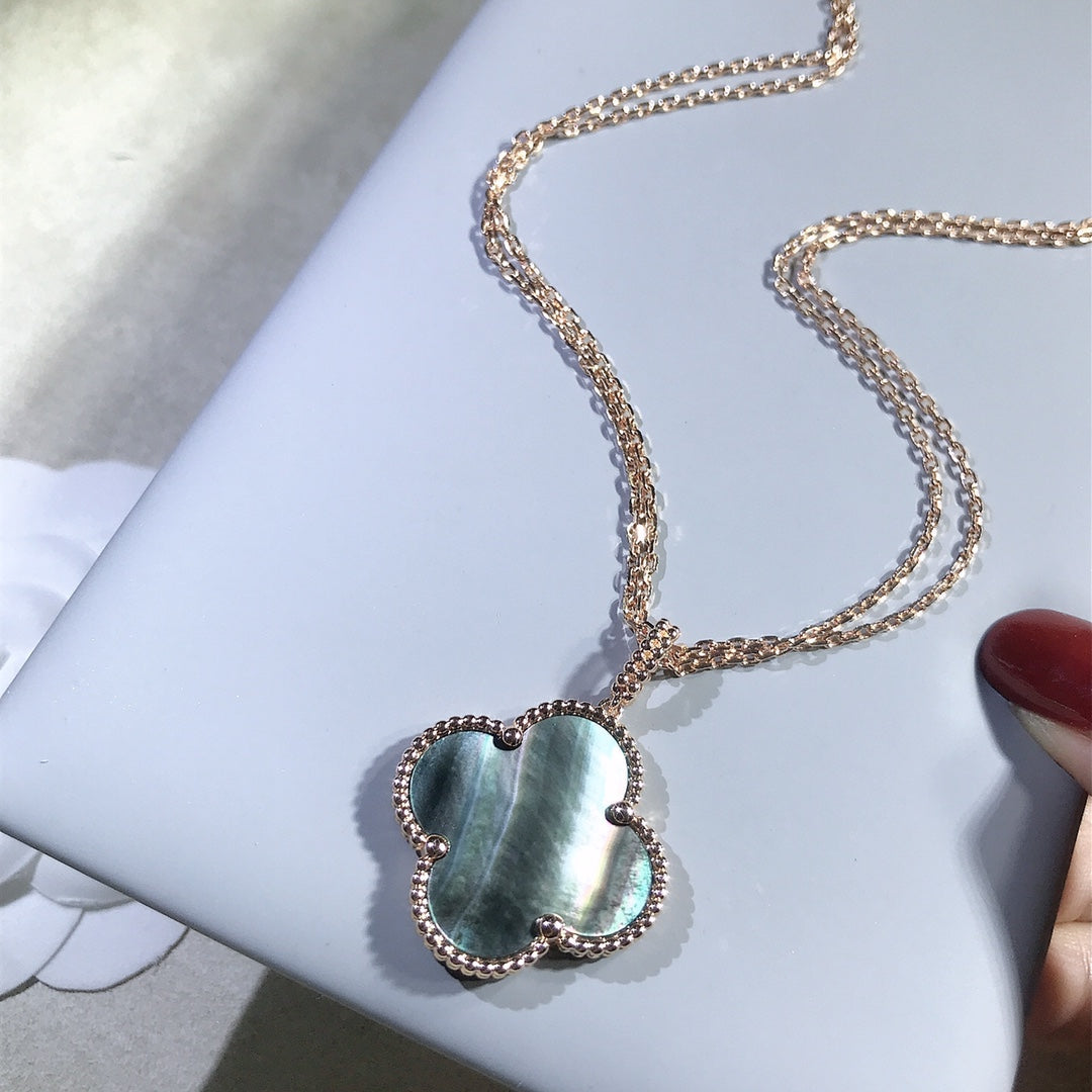 [BloomBling]CLOVER 25MM GOLD DARK MOP BIG CLOVER NECKLACE