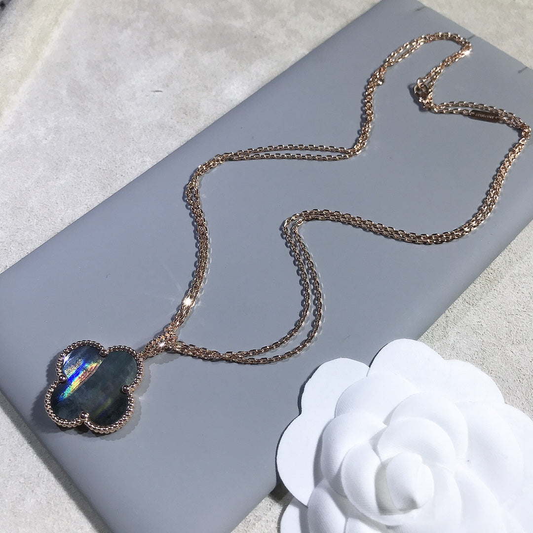 [BloomBling]CLOVER 25MM GOLD DARK MOP BIG CLOVER NECKLACE