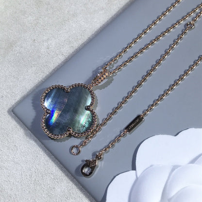 [BloomBling]CLOVER 25MM GOLD DARK MOP BIG CLOVER NECKLACE