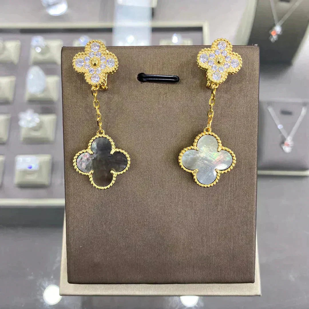 [BloomBling]CLOVER  2 MOTIFS  DIAMOND  EARRINGS (MULTIPLE CHOICESç´