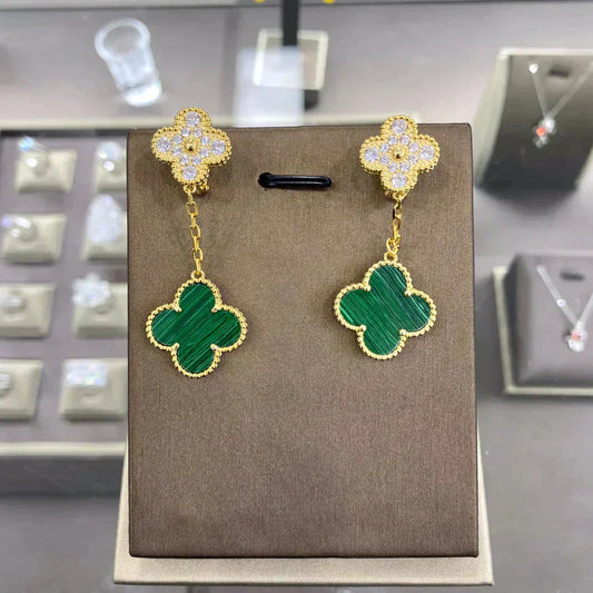 [BloomBling]CLOVER  2 MOTIFS  DIAMOND  EARRINGS (MULTIPLE CHOICESç´