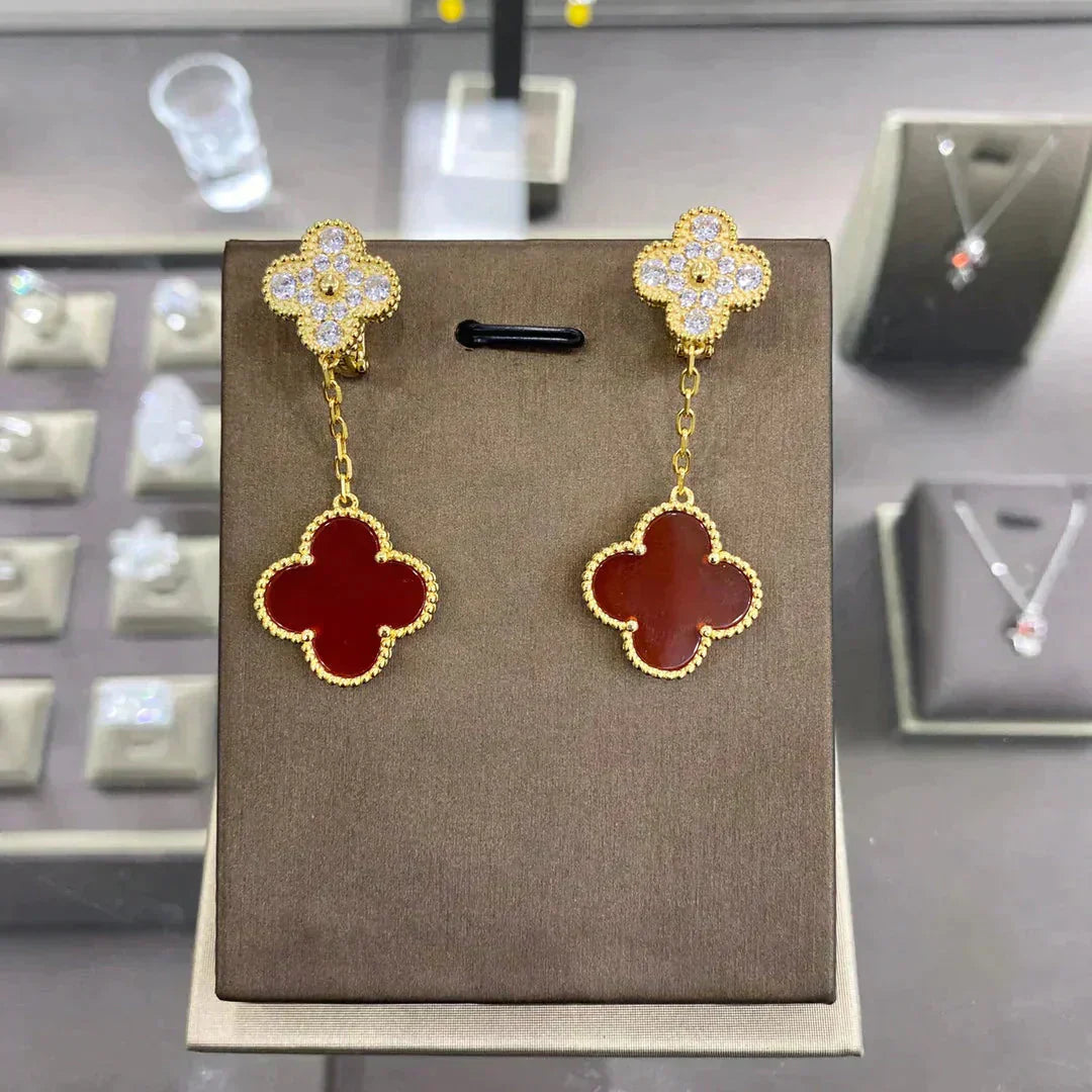 [BloomBling]CLOVER  2 MOTIFS  DIAMOND  EARRINGS (MULTIPLE CHOICESç´