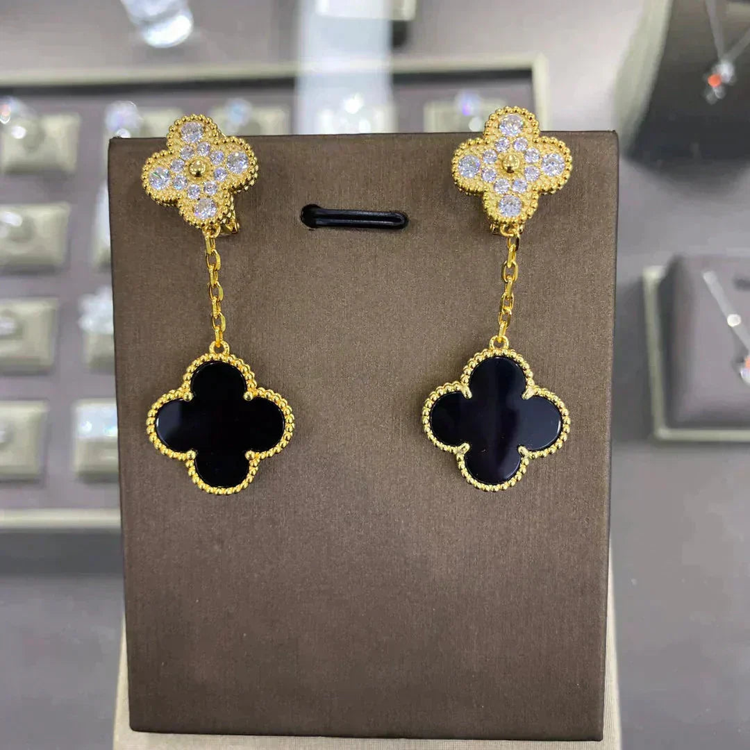 [BloomBling]CLOVER  2 MOTIFS  DIAMOND  EARRINGS (MULTIPLE CHOICESç´