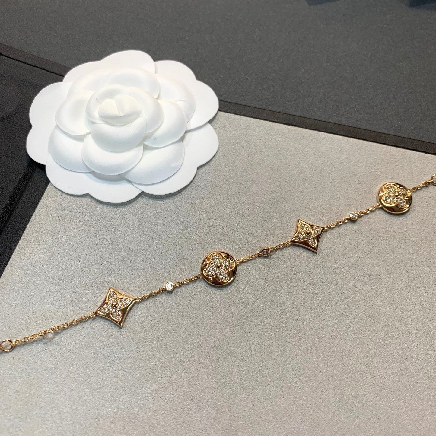 [BloomBling]STAR AND SUN 4 MOTIFS GOLD DIAMONDS BRACELET