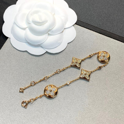 [BloomBling]STAR AND SUN 4 MOTIFS GOLD DIAMONDS BRACELET