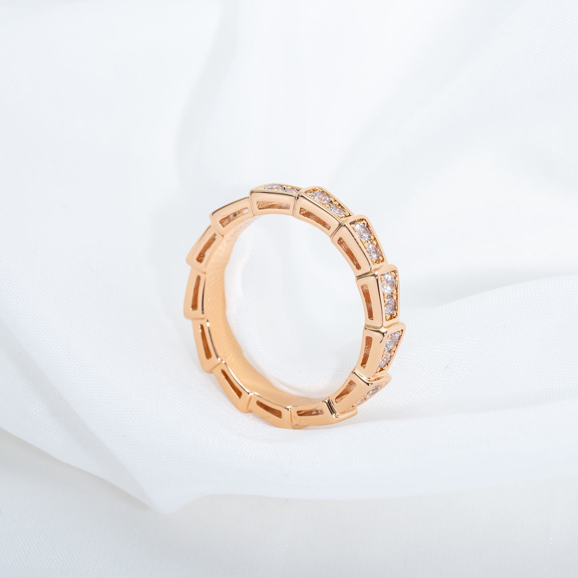 [BloomBling]SERPENTI RING PINK GOLD DIAMOND PAVED 3MM