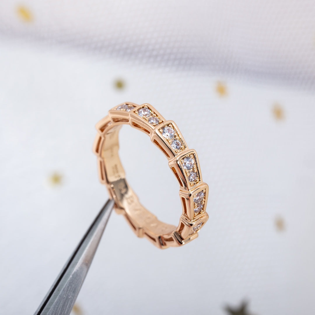 [BloomBling]SERPENTI RING PINK GOLD DIAMOND PAVED 3MM