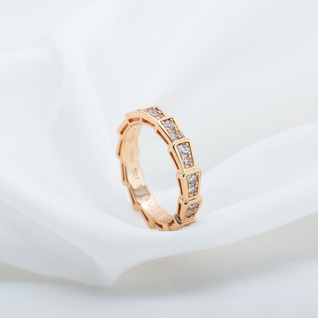[BloomBling]SERPENTI RING PINK GOLD DIAMOND PAVED 3MM