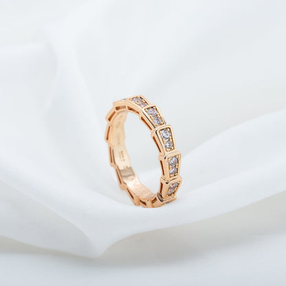 [BloomBling]SERPENTI RING PINK GOLD DIAMOND PAVED 3MM