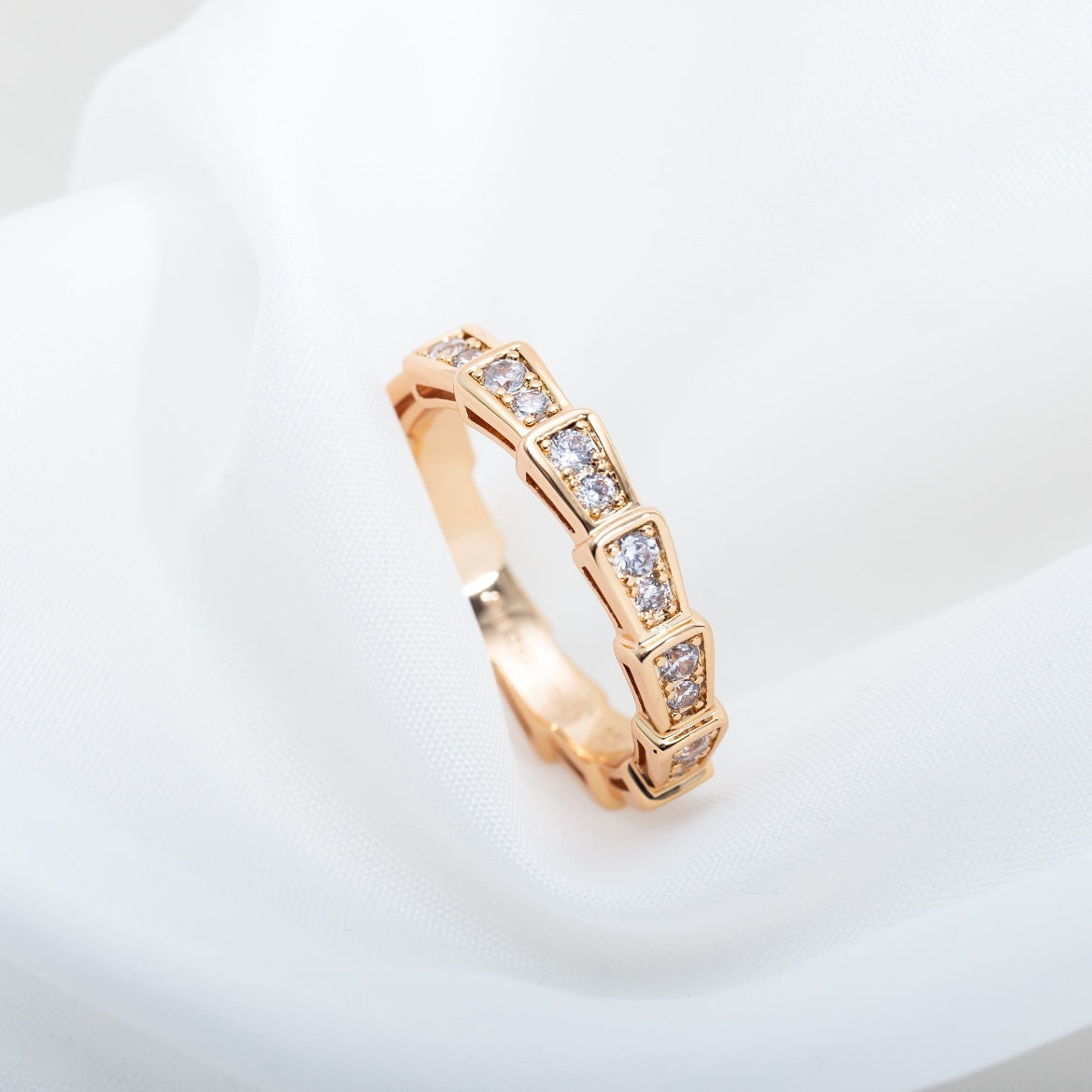 [BloomBling]SERPENTI RING PINK GOLD DIAMOND PAVED 3MM