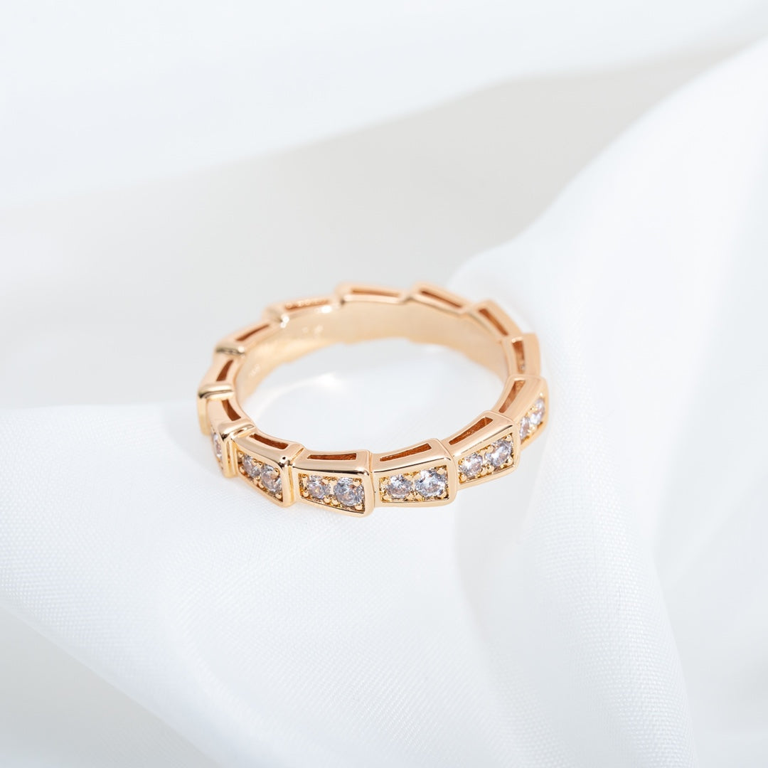 [BloomBling]SERPENTI RING PINK GOLD DIAMOND PAVED 3MM