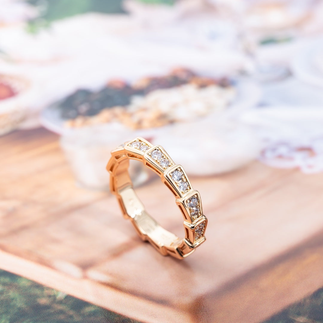 [BloomBling]SERPENTI RING PINK GOLD DIAMOND PAVED 3MM
